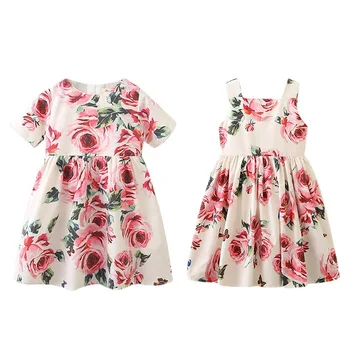 Платья с цветочным узором для девочек, летнее платье для маленьких девочек, новинка 2022 года, хлопковые детские платья принцессы для девочек, платья для маленьких девочек, детское платье