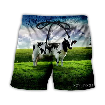 Повседневная одежда с 3D принтом забавной коровы, Новые модные мужские и женские шорты, большие размеры S-7XL 0