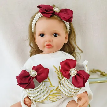 Подарочный набор для новорожденных Dollbling из 2 предметов, роскошная детская обувь, повязка на голову с бриллиантами, балетки с драгоценными камнями Layette Sparkly