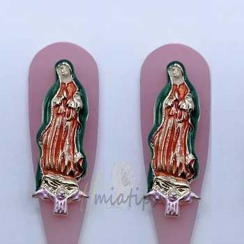 Подвески для ногтей Девы Марии, 3D Алмазные Металлические Украшения для ногтей, Украшения из сплава, Аксессуары для маникюра своими руками