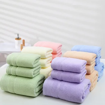 Полотенце для лица из 100% хлопка из трех частей, впитывающее полотенце для лица, полотенце из микрофибры для ванной комнаты, Пляжное полотенце для взрослых в отеле