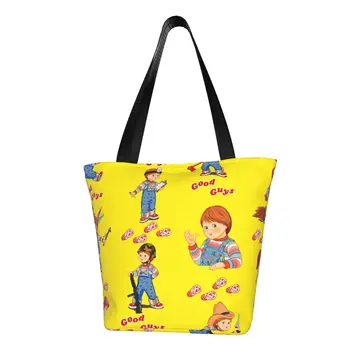 Пользовательские мультяшные Хорошие парни Кукла Чаки Холщовые сумки для покупок Женские портативные Продуктовые Детские игровые сумки для покупок 0