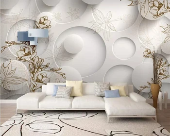 Пользовательские обои фрески ретро рисунок линий магнолия кленовый лист гостиная 3D телевизор диван фон стены 3D обои 0