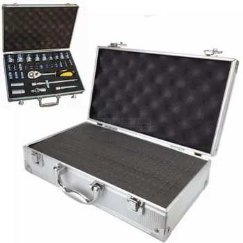 Портативный алюминиевый ящик для инструментов, футляр для оборудования для обеспечения безопасности на открытом воздухе, ящик для инструментов, чемодан, ящик для хранения оборудования с предварительно вырезанной губкой