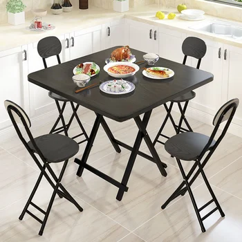 Портативный складной стол, современный Простой обеденный стол для гостиной, мебель из массива дерева, кухонный стол для ресторана, складной стул