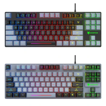 Проводная механическая клавиатура USB, 87 клавиш, многоцветная программируемая игровая клавиатура с защитой от ореолов с подсветкой RGB для ПК-геймера 0