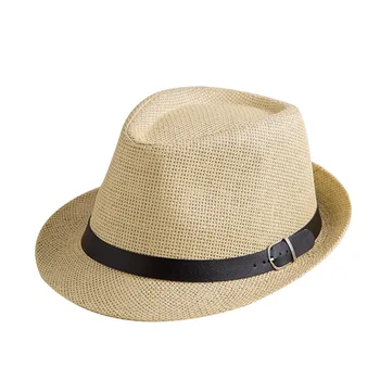 Простая кепка из папируса для родителей и детей, дышащая солнцезащитная шляпа для джаза, мужская летняя кепка для путешествий, солнцезащитный крем, кожаная пряжка для ремня, соломенная кепка A61