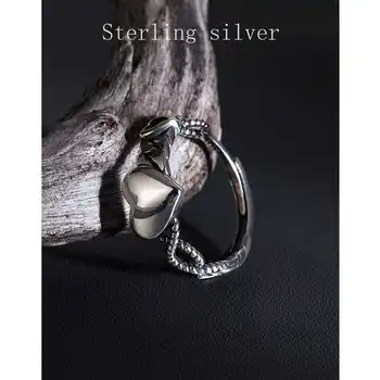 Простое кольцо из стерлингового серебра 925 пробы для женщин Простое кольцо для любви Кольцо Дикой Пары Тайские Серебряные ювелирные изделия Открывающиеся Регулируемые кольца Серебро