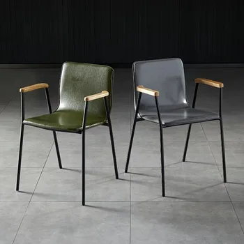 Простой обеденный стул с откидной спинкой, Современный дизайнерский офисный стул в стиле ЛОФТ из железа в скандинавском ретро-индустриальном стиле, высококлассный кофейный стул
