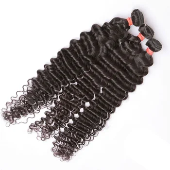 Пучки глубоких волн 100% Наращивание человеческих волос Remy Бразильские пучки глубоких волн Наращивание волос для чернокожих женщин