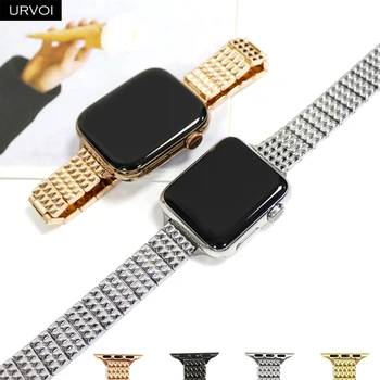 Ремешок URVOI для Apple Watch серии 7 6SE54321 в клетку, тонкий ремешок из цинкового сплава для iWatch, металлический браслет-цепочка на запястье
