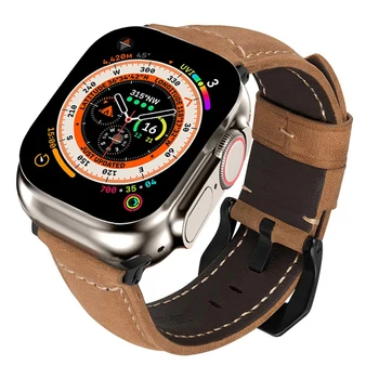 Ремешок из натуральной кожи для Apple watch 49 мм 45 мм 44 мм 41 мм 40 мм ремешок для iwatch 42 мм 38 мм серии ultra SE 8 7 6 5 4 3 браслет