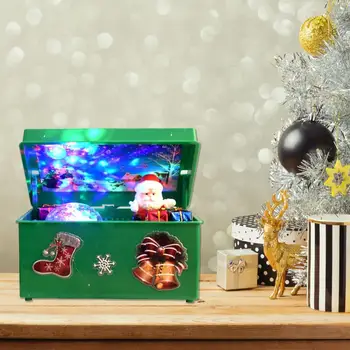 Рождественская электрическая музыкальная шкатулка Санта-Клауса с танцующим подарком, Пластиковая мигающая цветная проекция, Детский Рождественский подарок, украшения для дома.