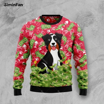 Рождественский свитер Work Hard For Dog, мужской пуловер с 3D принтом, повседневная толстовка, пара рубашек с длинными рукавами, унисекс, женские топы, пальто