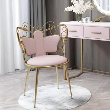 Розовое кресло для макияжа, кресло для переодевания в спальне, Домашний стул для макияжа, стул для ногтей, стул для моделирования бабочек, кресло принцессы-королевы 0