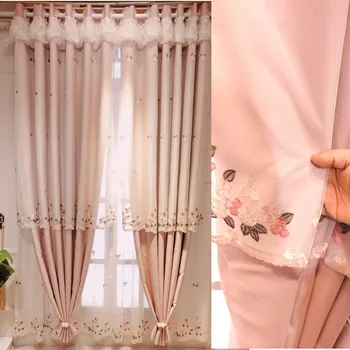 Розовые шторы в стиле принцессы в американском стиле Шторы для спальни Европейская гостиная Затемнение от пола до потолка в деревенском стиле