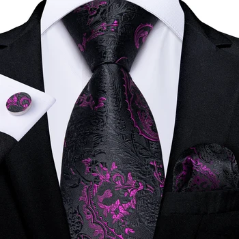 Роскошные Фиолетовые Жаккардовые Галстуки Пейсли 8 см, Мужские Запонки для носовых платков, Деловые Свадебные Аксессуары из полиэстера и шелка Gravata 0