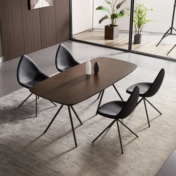 Роскошные кожаные обеденные стулья в скандинавском стиле, стул для гостиной, Креативный Бытовой обеденный стул, современные минималистичные Дизайнерские стулья со спинкой 0