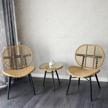 Ротанговый стул для гостиной Мебель для дома Обеденные стулья Креативная спальня Гостиничный стул для отдыха Открытый Балкон Садовый шезлонг 0