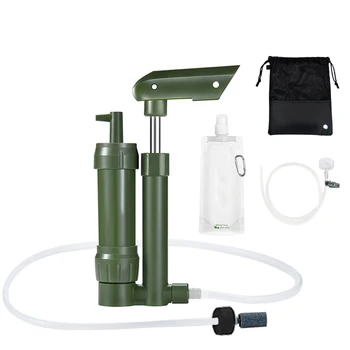 Ручной насос, фильтр для воды, 3-ступенчатый очиститель воды для кемпинга, система фильтрации, выживание с мешком для воды для приключений на природе