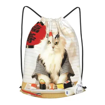 Рюкзак на шнурке Sushi Cat для мужчин, спортивная сумка для занятий фитнесом в тренажерном зале, рюкзак для занятий йогой в комплекте для женщин