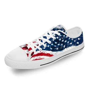 США, Звезды американского Флага, Патриотическая Легкая ткань С 3D-принтом, Модная Парусиновая обувь с низким берцем, Мужские Женские Повседневные Дышащие Кроссовки