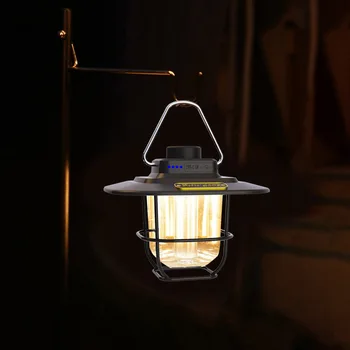 Светодиодная лампа для кемпинга с регулируемой яркостью Ретро-освещения, Портативные Подвесные светильники для палатки, Водонепроницаемая Лампа для украшения сада с крючком для улицы