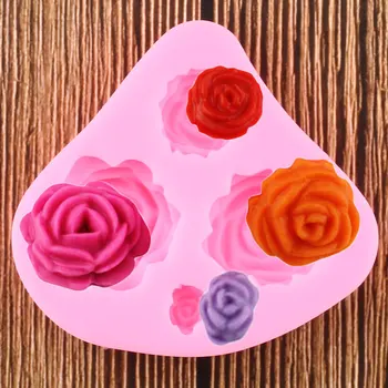 Силиконовая форма в виде цветка розы, Глиняная форма из смолы, свадебный кекс, Топпер, Инструменты для украшения торта, помадка, Формы для выпечки конфет, шоколада