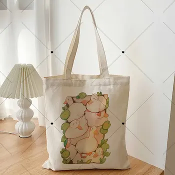 Симпатичная манга с эстетичным принтом, модная и популярная квадратная Удобная переносная женская холщовая сумка-тоут для супермаркета