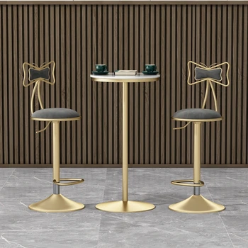 Симпатичный вращающийся барный стул, высокий табурет с регулируемой высотой, Роскошные обеденные стулья, барные стулья, кухонные табуреты, коммерческая мебель 0