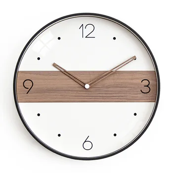 Скандинавские Короткие Настенные часы Современный дизайн Европейские Креативные Деревянные Настенные часы Украшение гостиной Настенные Часы Домашнего декора 12 дюймов