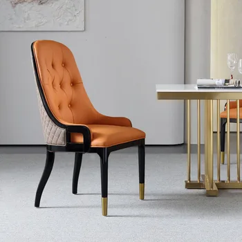 Скандинавские кожаные обеденные стулья для ресторанной мебели Обеденный стул Дизайнерский Индивидуальный Легкий обеденный стул с роскошной спинкой