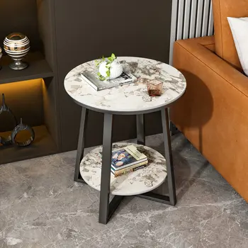 Скандинавские круглые Журнальные столики Современный Металлический Золотой Роскошный Приставной столик с эффектом мрамора Стол для хранения мебели для гостиной Basse De Salon