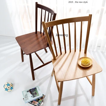 Скандинавские обеденные стулья, кухонная мебель, обеденный стул для дома для взрослых, современный простой стул из массива дерева, стул для отдыха в маленькой квартире. 0