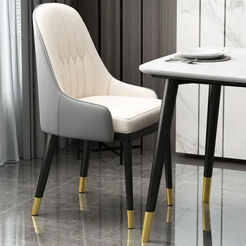 Скандинавский Кожаный Обеденный стул Роскошный Дизайн спинки для столовой спальни Мобильный стул Современная мебель для гостиной Sillas De Escritorio 0