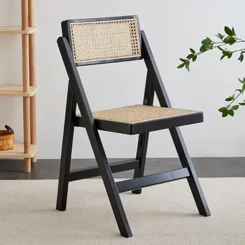 Скандинавский обеденный стул из массива дерева, плетеный из ротанга, дизайнерский стул для спальни, домашнего кабинета в стиле ретро, современный обеденный стул, стол YYY72YH