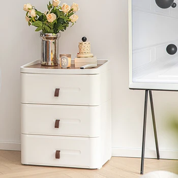 Скандинавский пластиковый прикроватный столик для шкафа для хранения мебели в спальне, креативный свет, роскошная индивидуальность, шкафчик для отдыха в гостиной 0
