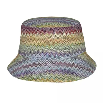 Современная зигзагообразная панама в стиле бохо-шик Унисекс, летняя Пляжная шляпа от солнца, Геометрическая Многоцветная шляпа 0