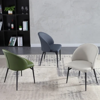 Современные минималистичные кожаные обеденные стулья для столовой, мебель со спинкой, Дизайнерские легкие Роскошные обеденные стулья для дома