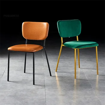 Современные минималистичные кожаные обеденные стулья для кухонной мебели, Дизайнерский обеденный стул из фланели, Складывающиеся стулья со спинкой 0