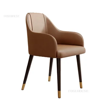 Современные простые кожаные обеденные стулья для кухонной мебели, роскошное домашнее обеденное кресло, дизайнерские стулья для отдыха со спинкой