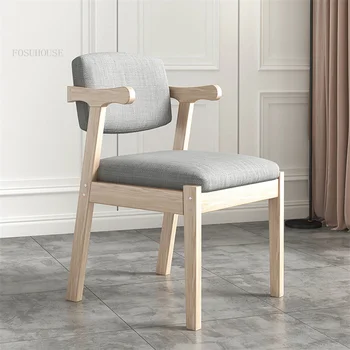 Современные простые обеденные стулья из массива дерева для кухонной мебели Бытовые Простые дизайнерские обеденные стулья для отдыха со спинкой