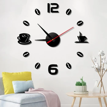 Современный дизайн DIY Цифровые часы Декор стен домашнего офиса Без перфорации Настенные наклейки Часы Бесшумные Настенные часы Украшение гостиной комнаты
