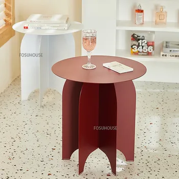 Современный журнальный столик из чугуна для мебели в гостиную, креативные диванные приставные столики, простая домашняя прикроватная тумбочка для спальни, круглый угловой столик