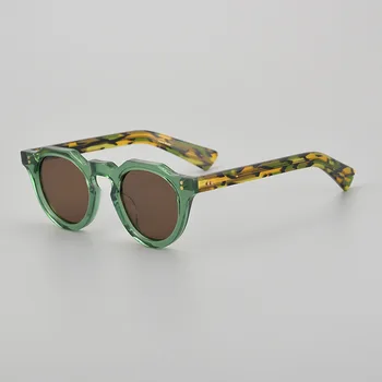 Солнцезащитные очки в американском ретро-тренде, Высококачественная ацетатная зеленая пластина премиум-класса, очки в маленькой оправе, поляризованные солнцезащитные очки для мужчин и женщин 0