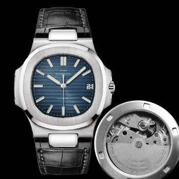 Спортивные мужские часы из натуральной кожи Miyota 8215, автоматические механические часы, мужские водонепроницаемые наручные часы люксового бренда из нержавеющей стали