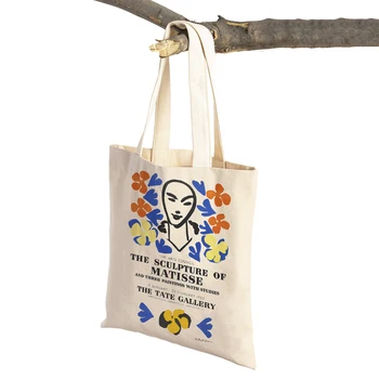 Сумка Nordic Lady Tote Холщовая хозяйственная сумка Matisse Women Flowers Matisse Abstract Face Flowers Bird Сумки для покупок в супермаркете