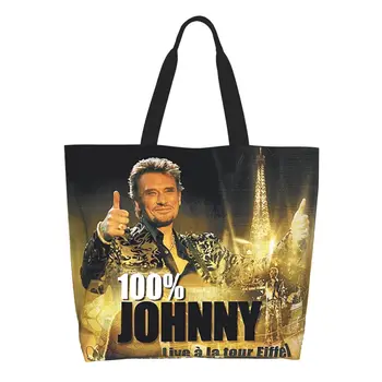 Сумки для покупок Johnny Hallyday, сумки для покупок, изготовленные на заказ французской рок-певицей, холщовая сумка для покупок, сумки большой емкости 0