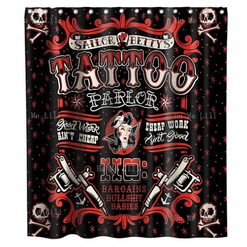 Татуировка в стиле ретро-панк Пират, Матрос, Скелет, Забавная ткань на тему Хэллоуина, Украшение ванной Комнаты, Занавеска для душа