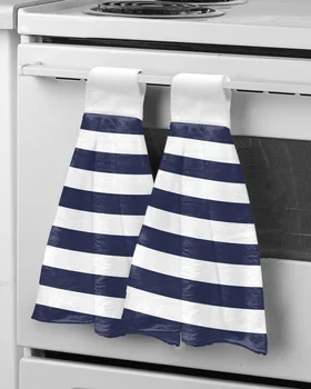 Темно-синие в белую полоску Салфетки для рук, изготовленные на заказ, Впитывающие подвесные полотенца, салфетки для домашней кухни, салфетки для мытья посуды, салфетки для ванной комнаты 0